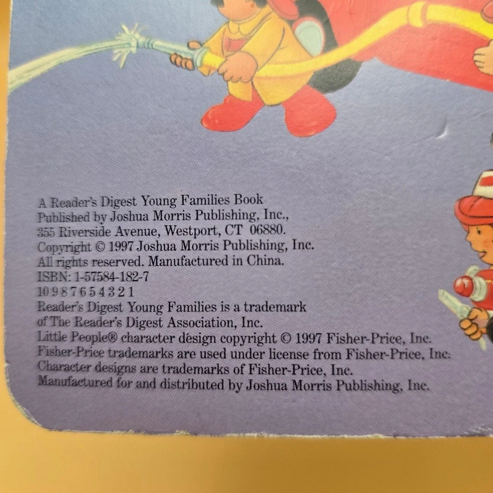 Fisher-Price Little People Firefighter Sam Finds a Friend Board Book Toy 1997